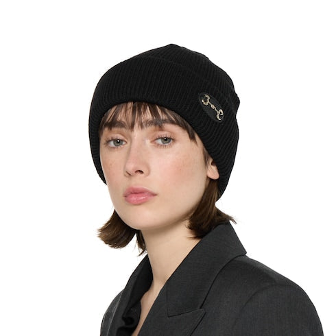 Wool hat with Horsebit - black