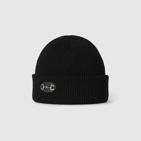 Wool hat with Horsebit - black