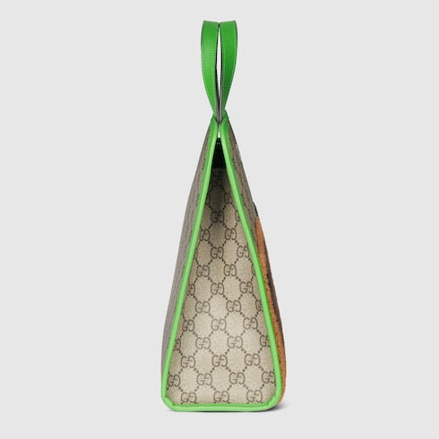 Children's printed GG tote bag - beige and brown GG Supreme