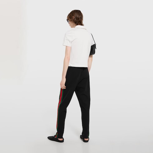 Cotton piquet polo shirt with embroidery - white