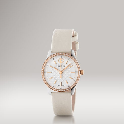 G-Timeless watch, 29mm - white leather