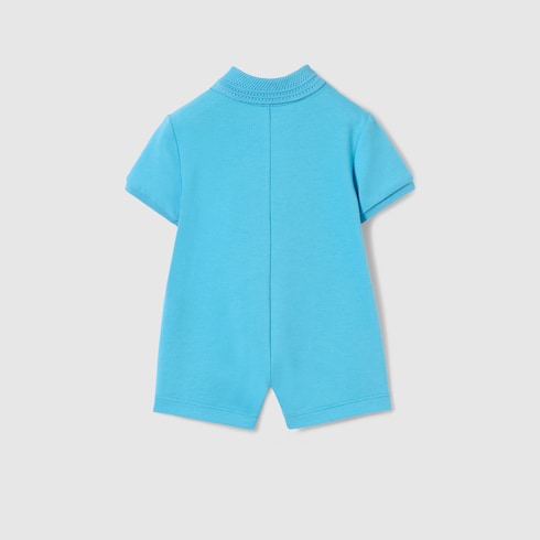 Baby cotton one-piece with embroidery - light blue