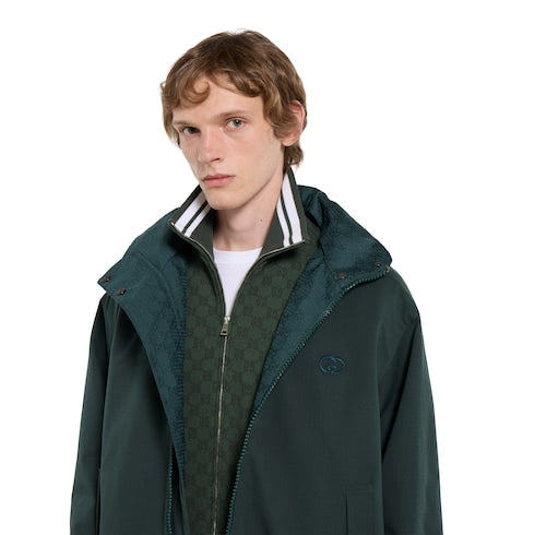 GG technical jersey zip jacket - dark green