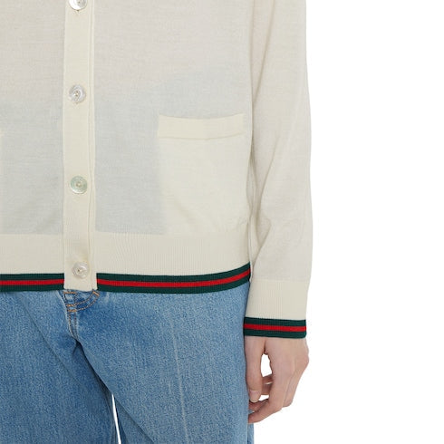 Extra fine cashmere silk cardigan - white