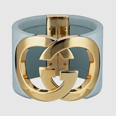 Gucci Interlocking cuff bracelet - icy blue leather