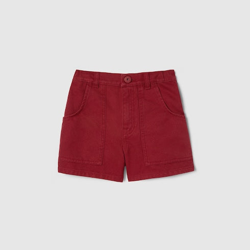 Children's cotton canvas shorts - red