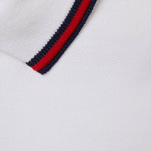 Baby cotton polo shirt with Web - white
