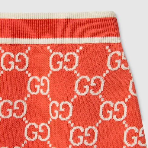 GG fine cotton jacquard skirt - orange and ivory