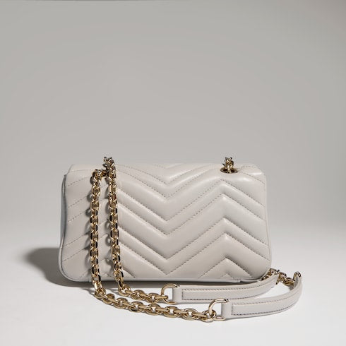 GG Marmont small shoulder bag - light grey leather