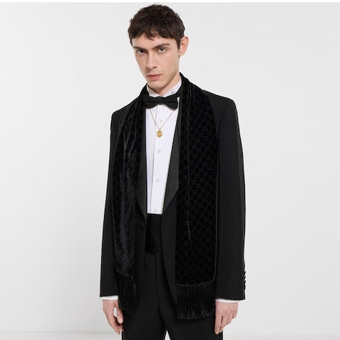 GG velvet devoré stole - black