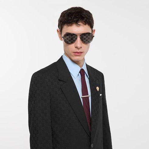 Single-breasted GG wool jacket - black