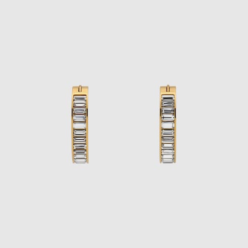 Gucci Blondie crystal hoop earrings - light gold-toned metal