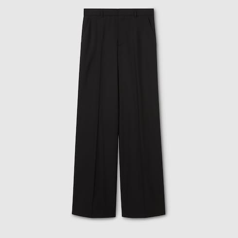 Light wool pant with embroidery - black