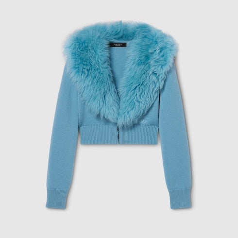 Knit wool cashmere cardigan - light blue