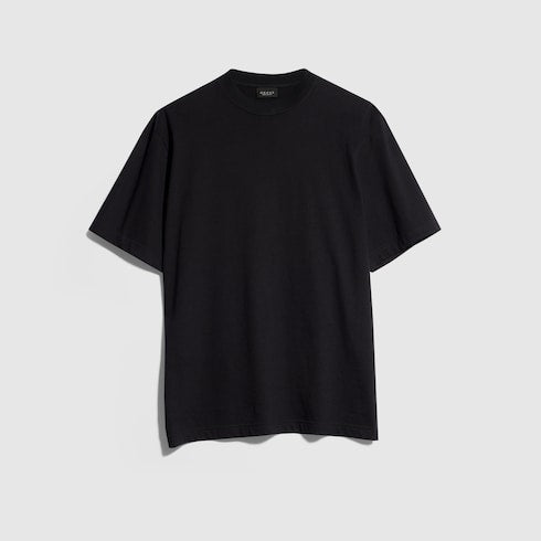 Cotton jersey T-shirt with print - black