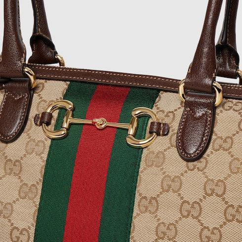 Borsetto large boston bag - sand and brown GG canvas