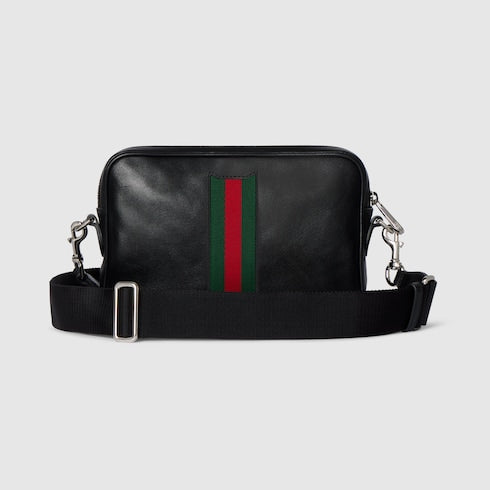 Web Trademark small crossbody bag - black leather