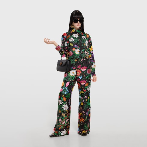 Printed silk twill shirt - multicolor