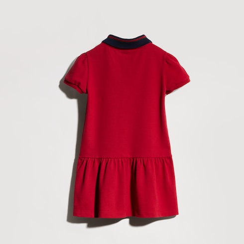 Children's cotton polo dress - red