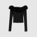 Rib viscose off-the-shoulder top - black