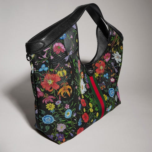 Gucci Giglio Flora large tote bag - black and multicolor Flora net