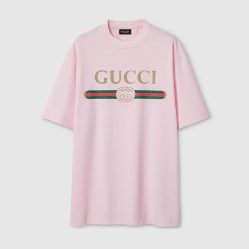 Cotton jersey and silk T-shirt with print - light pink