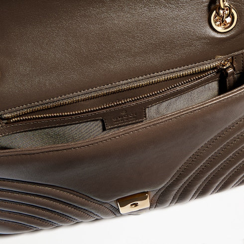 GG Marmont medium shoulder bag - dark taupe leather