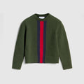 Children's wool sweater with Web - dark green