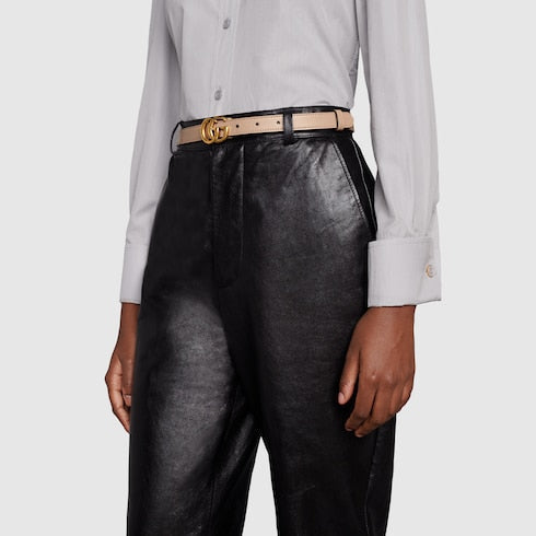 GG Marmont reversible thin belt - neutral at GUCCI.COM. Enjoy Free Delivery and Complimentary Gift Wrapping.