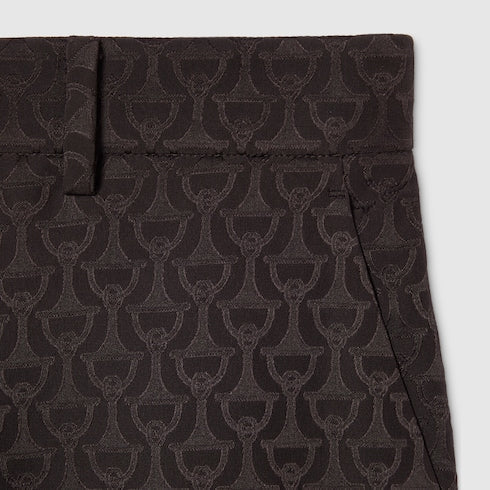 Horsebit silk jacquard pants - dark brown