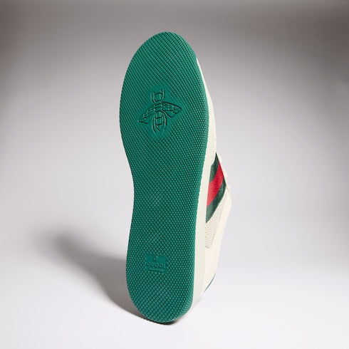 Men's Screener sneaker - white mesh, green leather
