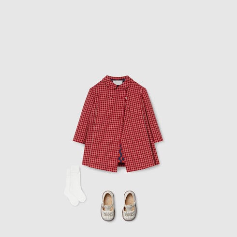 Baby printed cotton dress - blue and red