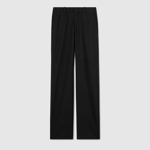 Wool silk twill pants - black