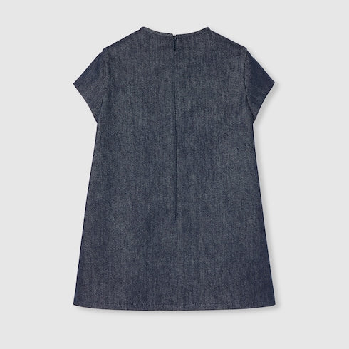 Children's denim dress with Web - dark blue