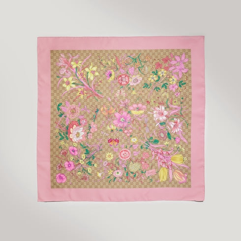 Printed GG silk twill carré - multicolor