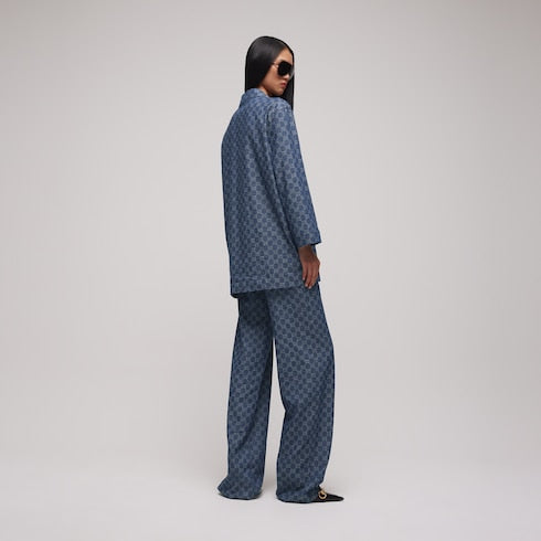 GG cotton denim jacquard jacket - blue