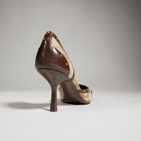 Women's Savoy pump - sand and brown GG canvas