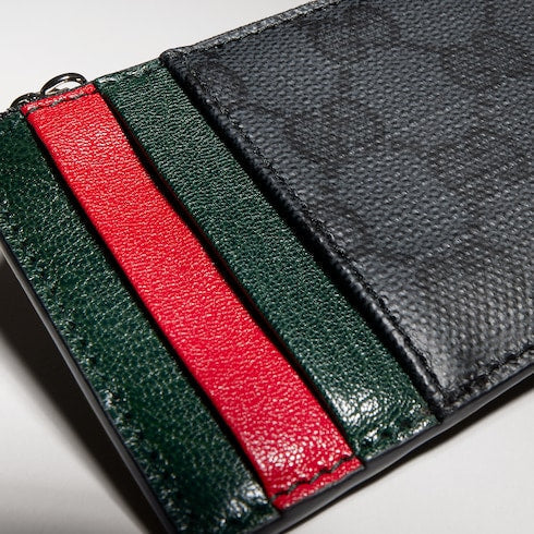 Long card case with Web card slots - black GG canvas
