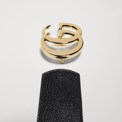 Reversible GG Marmont belt - black and beige leather