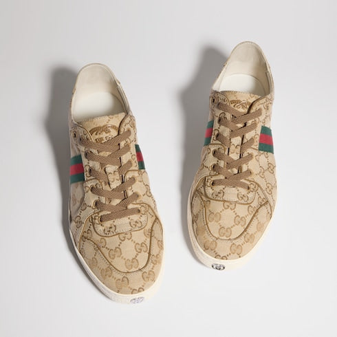 Men's Stretch low-top sneaker - sand and brown GG canvas