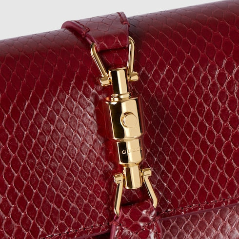 Gucci Jackie python wallet on chain - dark red