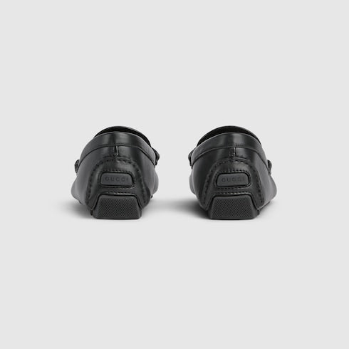 Men's driver with Web detail - black leather