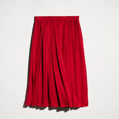 Interlocking G chain silk jacquard midi skirt - red