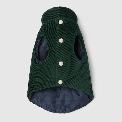 Reversible corduroy pet coat - green