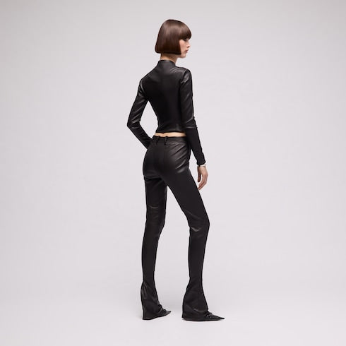Lightweight stretch leather pants - black