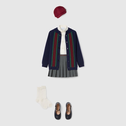 Children's wool skirt with embroidery - light grey
