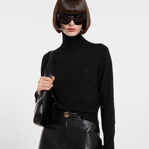 GG Marmont thin belt - black leather