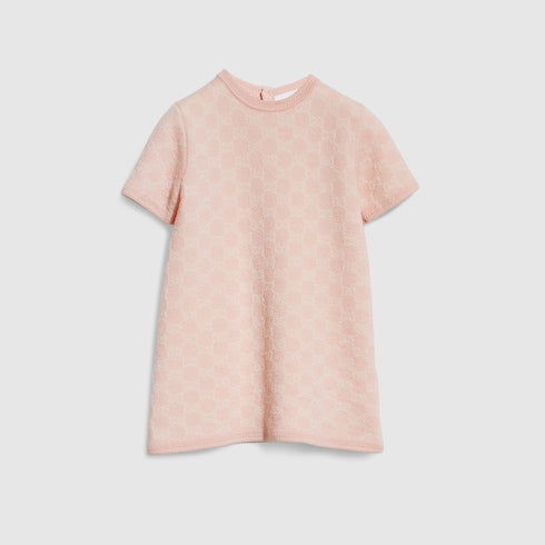 Baby GG wool jacquard dress - light pink