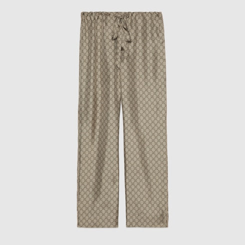 GG supreme print silk pant - beige and ebony