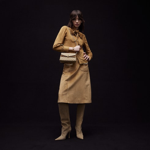 Dionysus small shoulder bag - sand and brown GG canvas